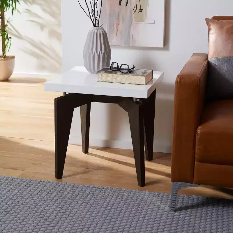 Josef End Table - FOX4224 - White/Dark Brown - Safavieh Couture