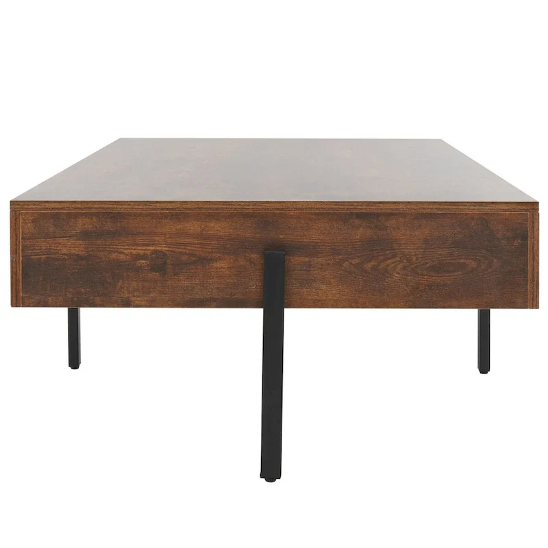 Rectangular Wood Coffee Table with Metal Legs, 47W x 30D x 16H