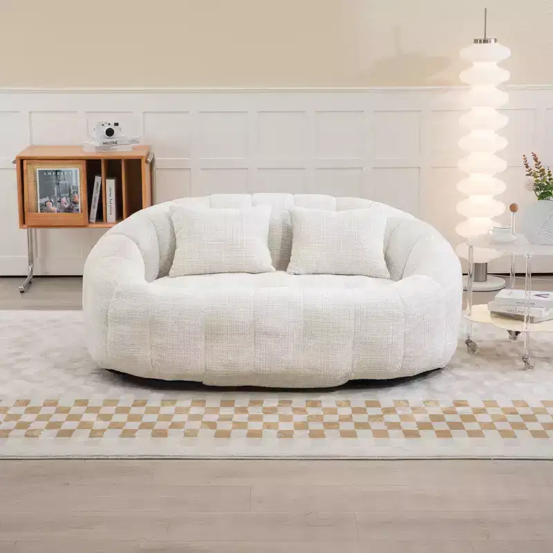 MAYEERTY Bean Bag Sofa Beige Chenille High Back for Adults Kids Indoor Outdoor