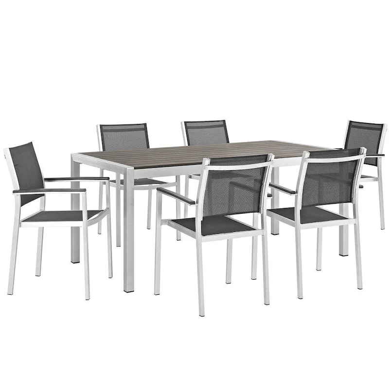 Shore Aluminum Outdoor Dining Set of 7