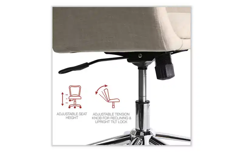 Mid-Century Task Chair, Supports Up to 275 lb, 18.9 to 22.24 Seat Height, Cream Seat, Cream Back