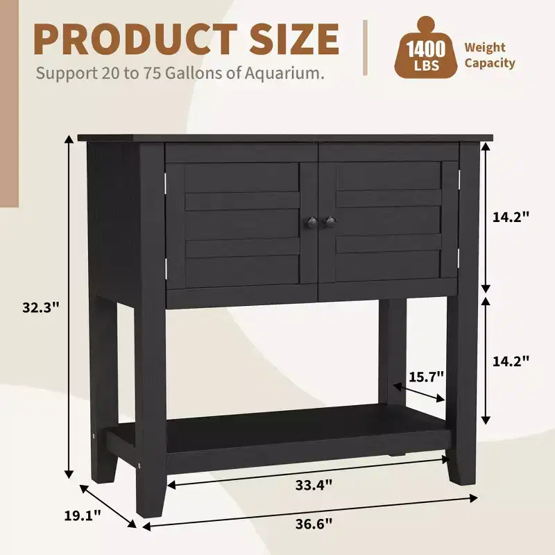 20-29 Gallon Aquarium Stand Dual Tier, Anti-Tipping Design, Open Storage, for Living Room, Home