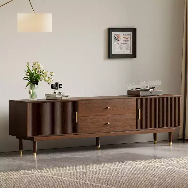 78.7Mid-century Modern Tv Cabinet Entertainment Center With Storage Drawers, Living Room Bedroom Media Cabinet Walnut
