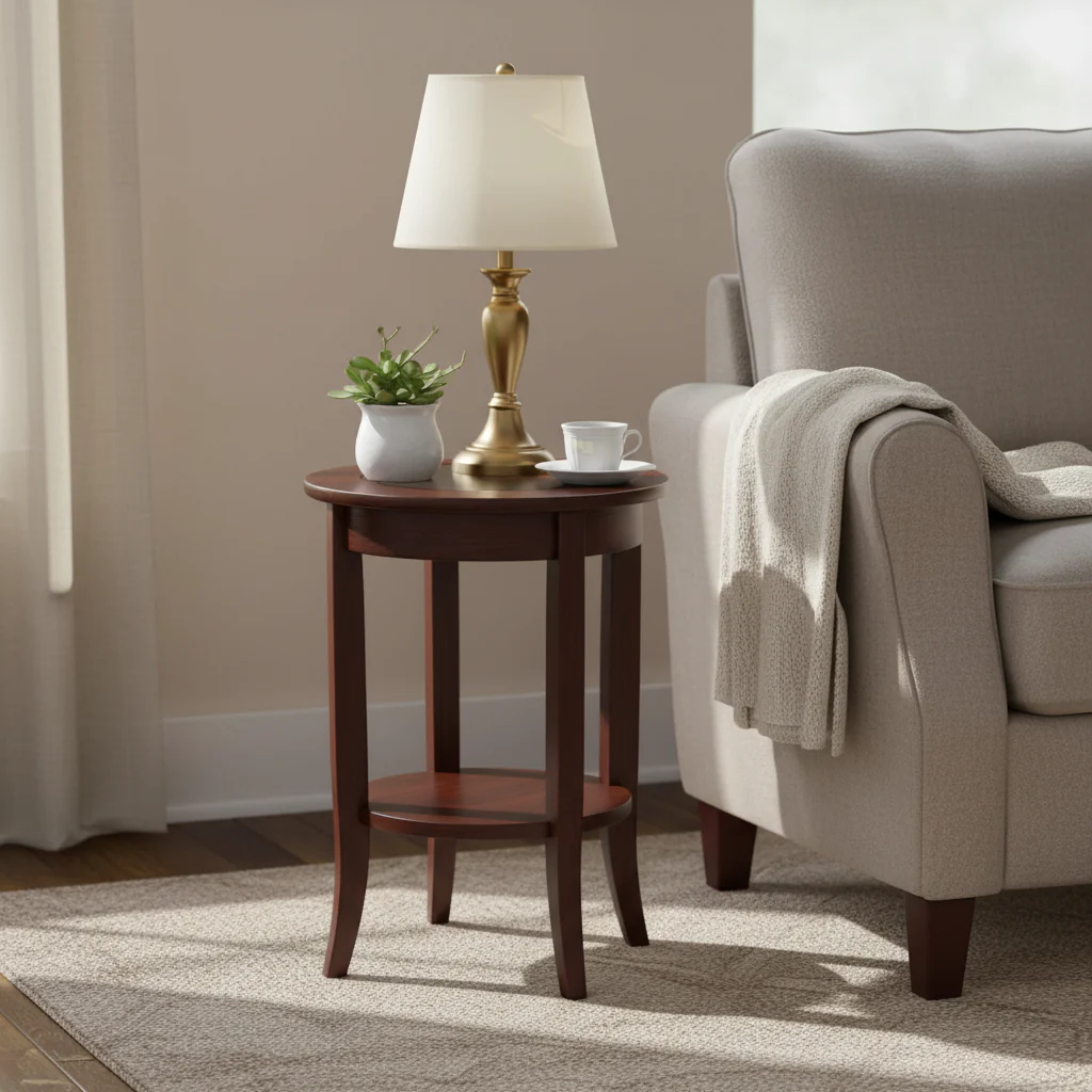 Solid Oak Round Side Table