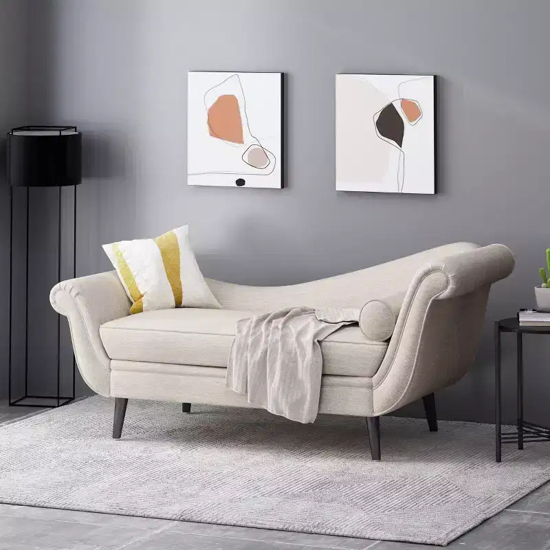 Calvert Contemporary Chaise Lounge with Scroll Arms - Christopher Knight Home