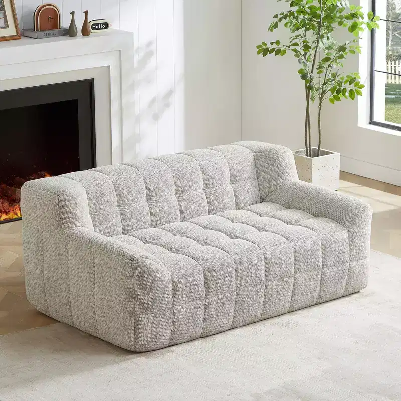Whisen Lychee Velvet Floor Compression Sofa & Sofa Chair