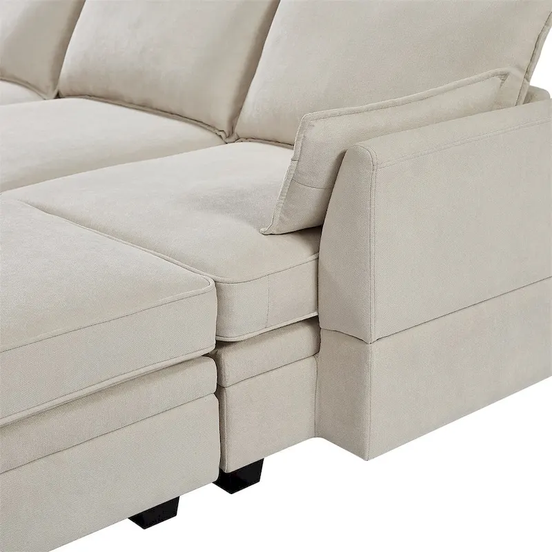 Merax U-Shape Convertible Modular Sectional Sofa Bed with Reversible Chaise