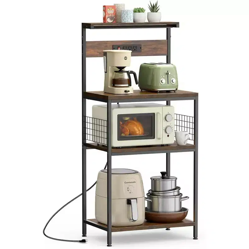 JIONJOY 3-Tier Kitchen Baking Rack  Heavy-Duty Steel Microwave Oven Stand, Organizer, Baking Utensils Storage Shelf, Rust-Resistant Coating
