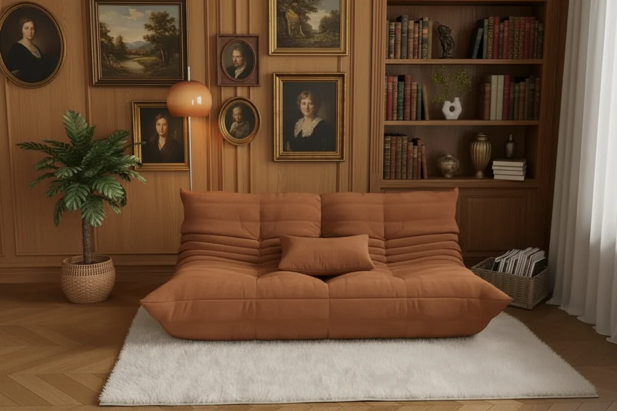 Hand-Tufted 35.4 Bean Bag Chairs, Waterproof Seamless One-Piece Memory Foam Loveseat with 900 lb Capacity for Living Room and Bedroom