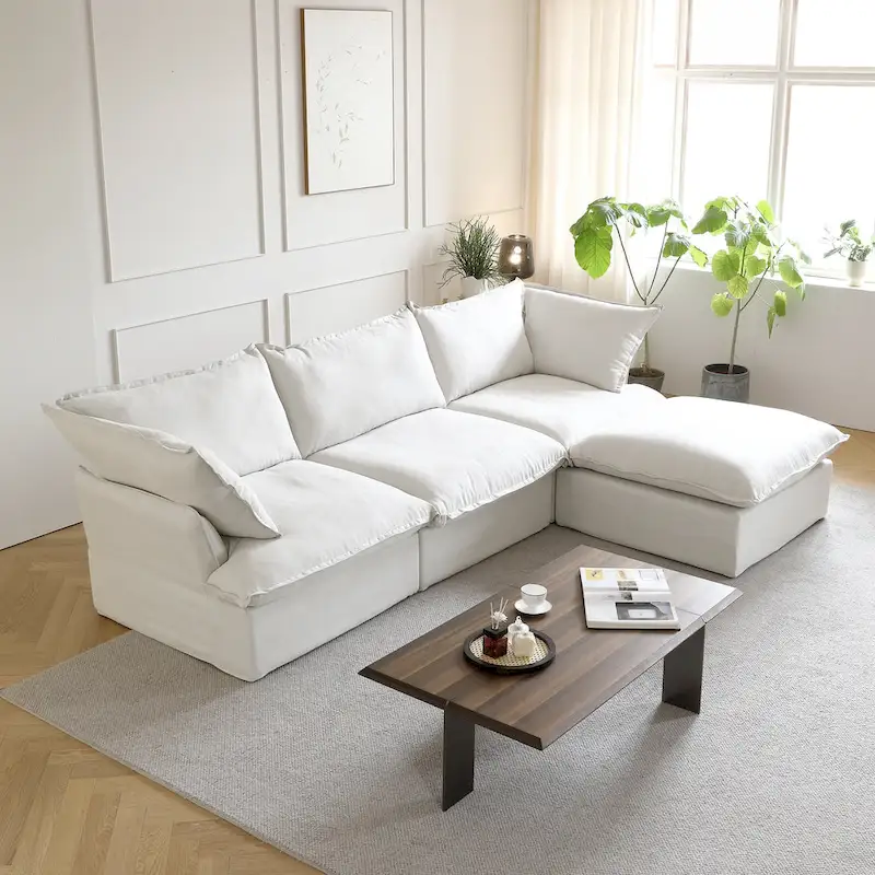 123 Upholstered Sectional Sofa Minimalist Velvet Couch
