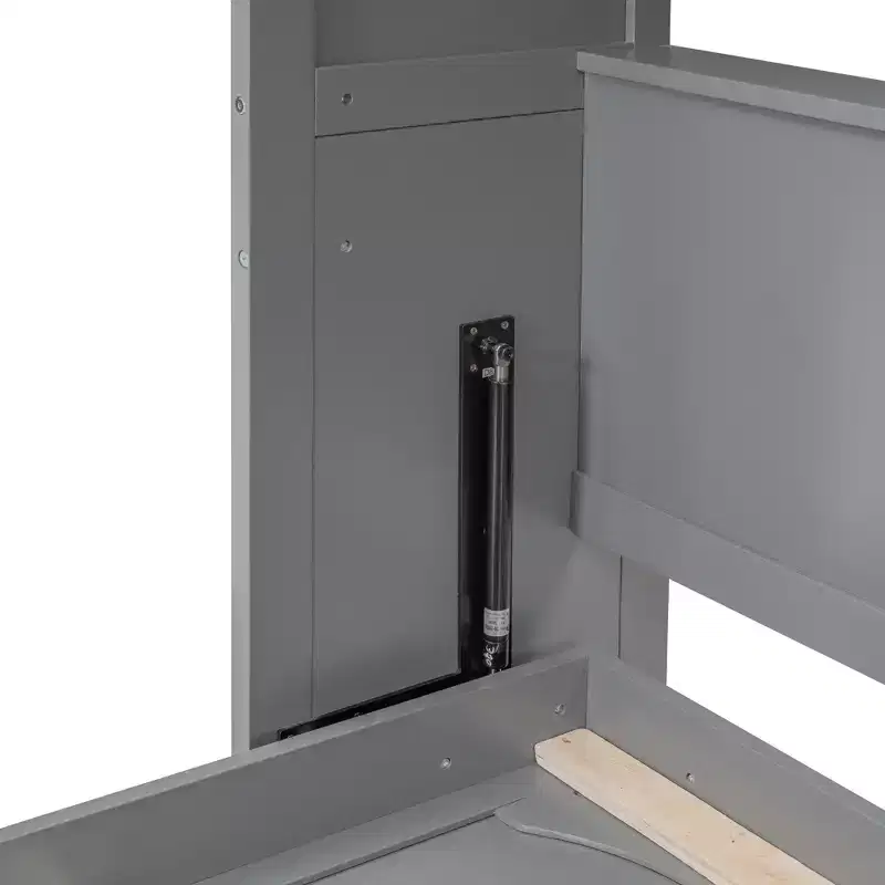 Full/Queen Murphy Bed with Built-In Shelves White/Gray