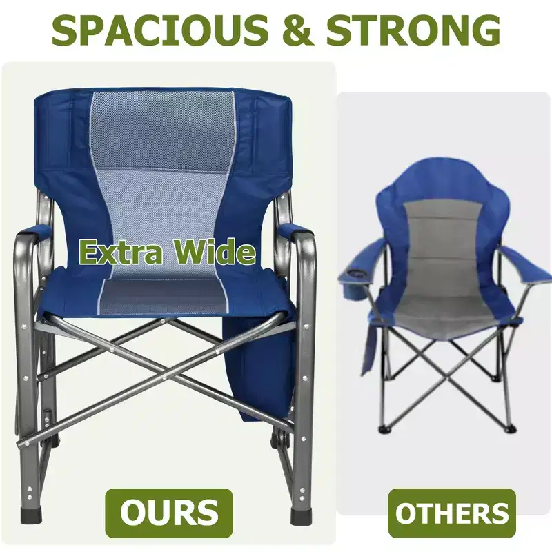 SUGIFT Extra-Wide Folding Camping Chair with Cooler Bag, Side Table & Padded Seat, 400 lbs Capacity