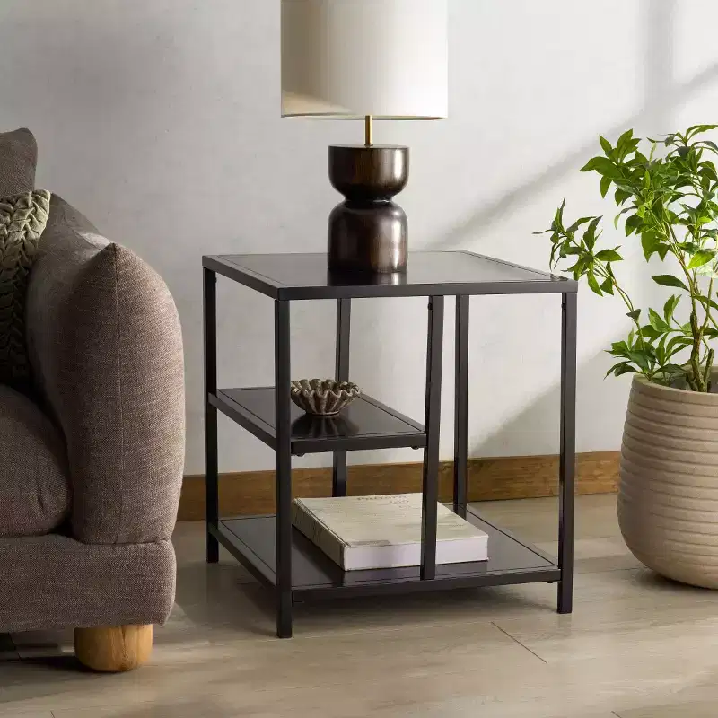 Hodge Metal 3 Shelf Accent Table - SFV9557 - Black - Safavieh Couture