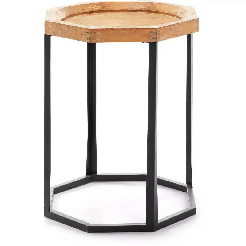 Grayson Wood and Metal Side Table Natural - Finch