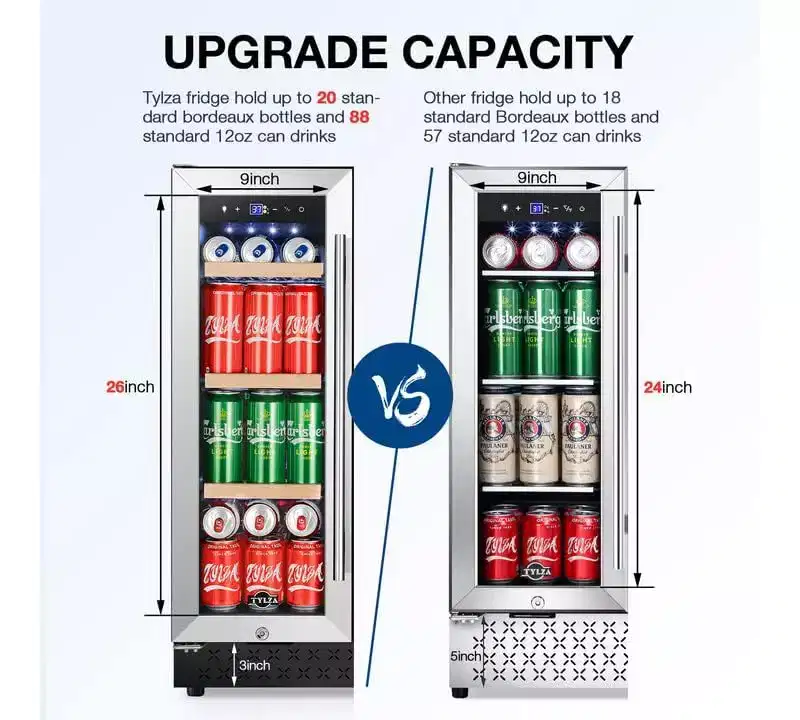 Hooure Upgraded 24-Inch Dual Zone Refrigerator - French Door Wine & Beverage Cooler Fridge for Office/Home