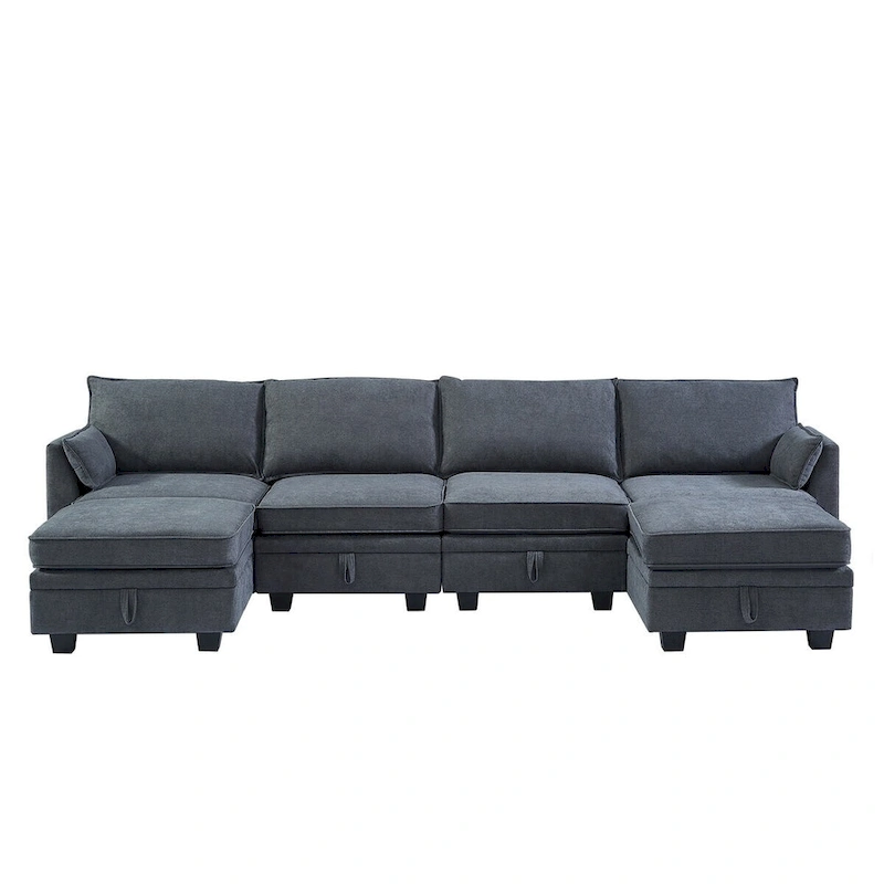 Merax U-Shape Convertible Modular Sectional Sofa Bed with Reversible Chaise