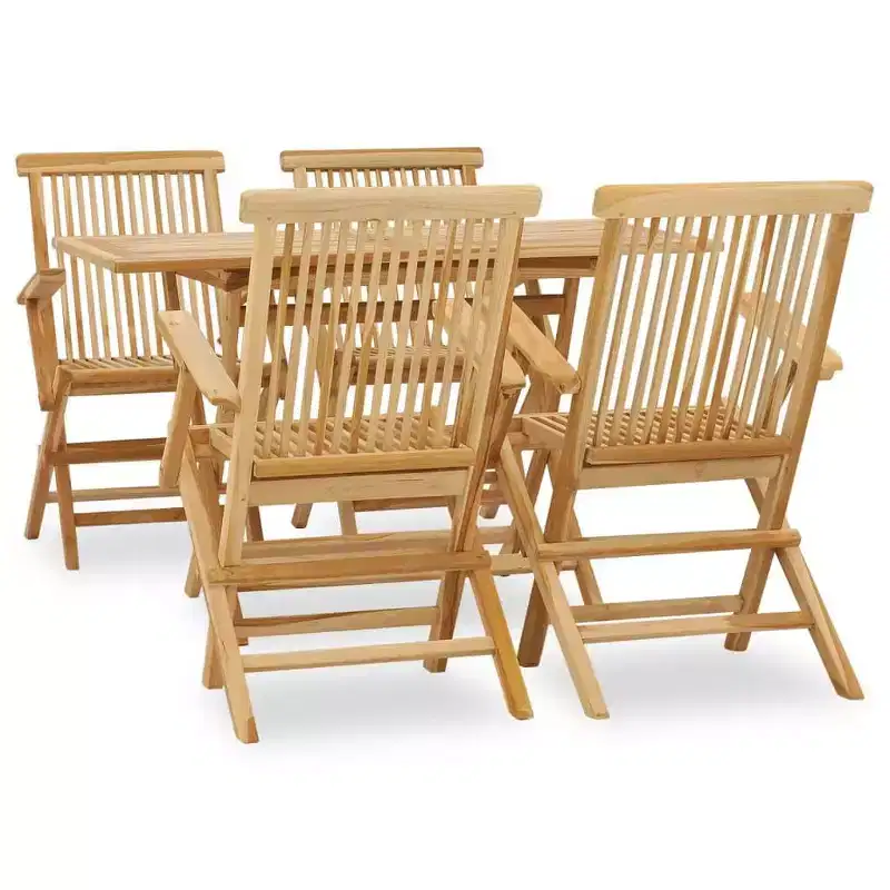 vidaXL Garden Dining Set Teak Fine sanded teak hardwood Medium Foldable