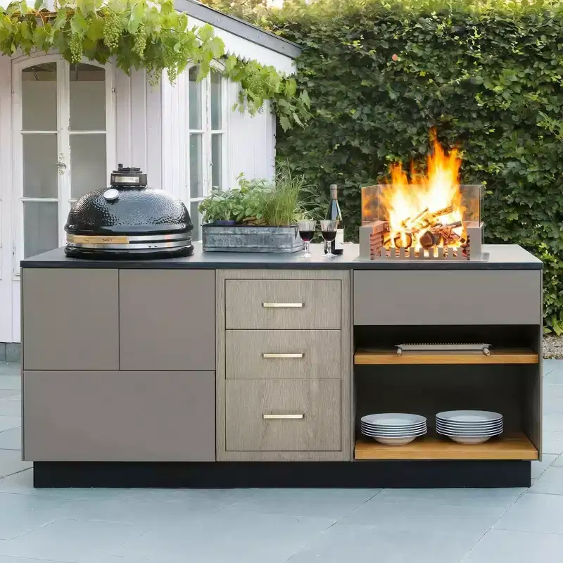 Heavy Duty Stainless Steel Triple Drawer Storage Cabinet, Weather Resistant Flush Mount for Outdoor Kitchen BBQ Island