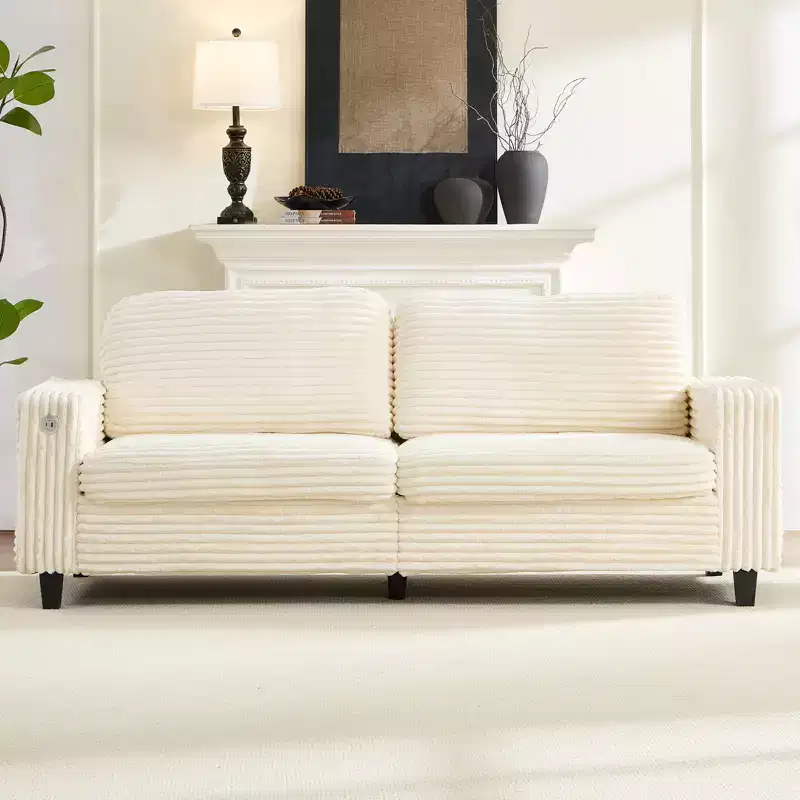 84 Oversized Loveseat Sofa Couch with USB&Type-C Charging Port, Compact 2-Seater Couch with Side Pocket,Ergonomic Design Soft Sofa