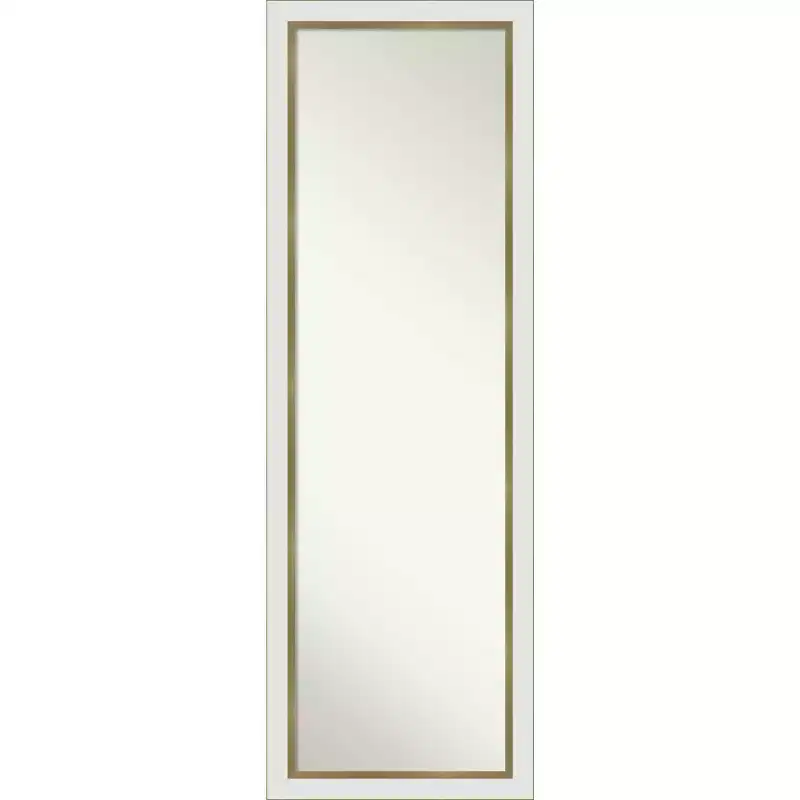 17 x 51 Non-Beveled Eva White Gold Narrow Full Length on The Door Mirror - Amanti Art