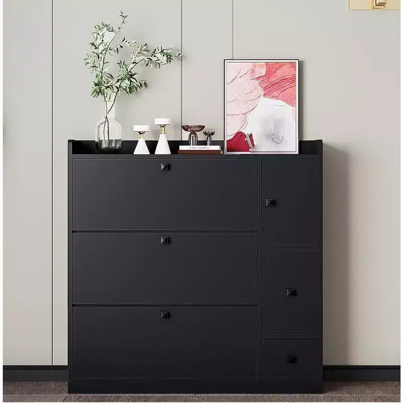 Shoe Cabinet with 3 Flip Drawers & Pull-Down Seat, Holds 12 Pairs, 47