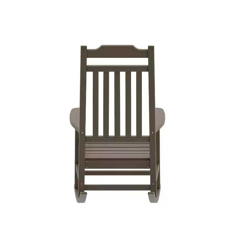 Emma and Oliver All-Weather Rocking Chair in Faux Wood - Patio and Backyard Furniture