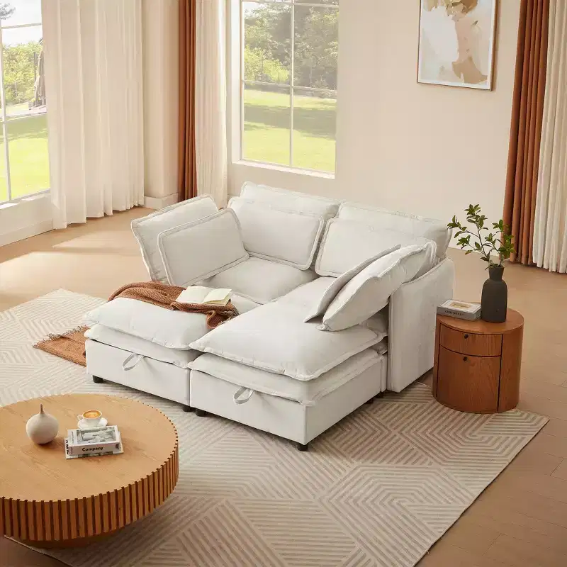 Modern Large U-Shaped Modular Sofa, Freely Combinable 6/4-Seater Sofa Couch with Double-Layer Cushion & Storage Function - ModernLuxe