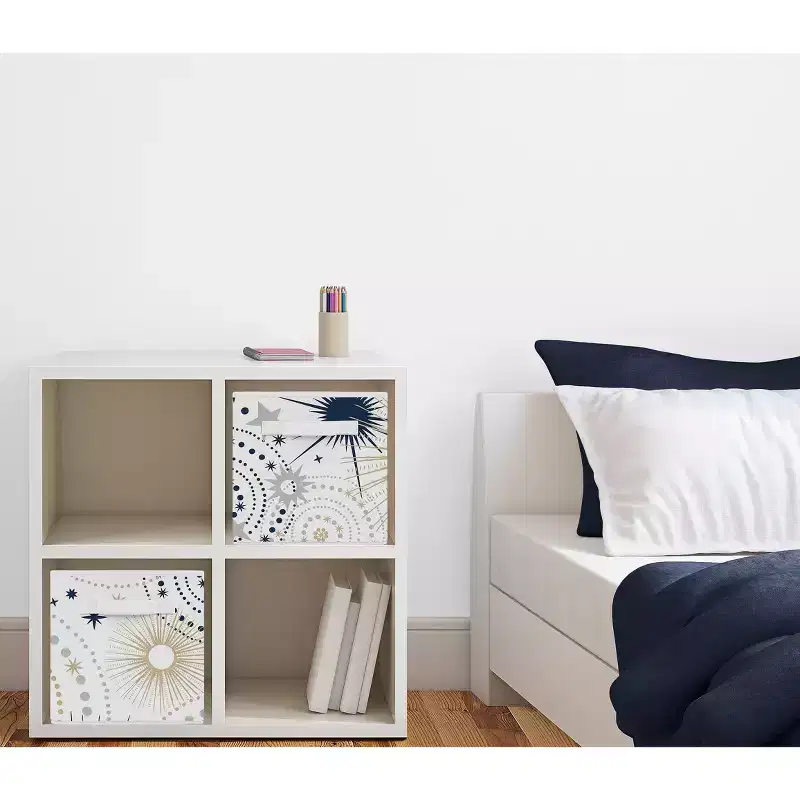 Boy or Girl Gender Neutral Unisex Kids' Decorative Fabric Storage Bins Celestial Blue Gold and Grey