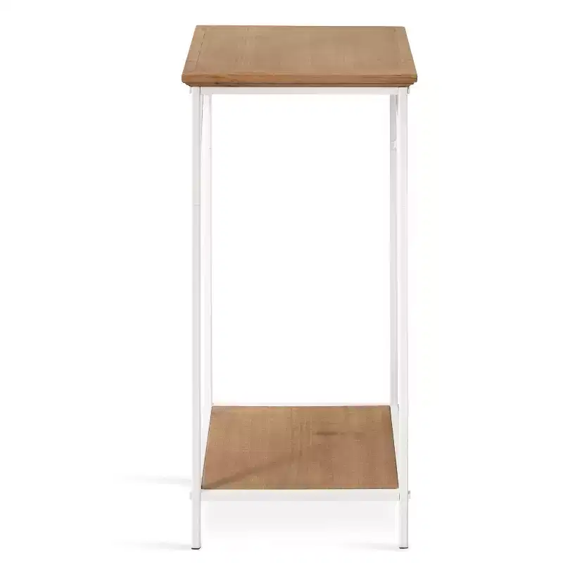 Square MDF Tea Table 12x12x26 Rustic Brown and White