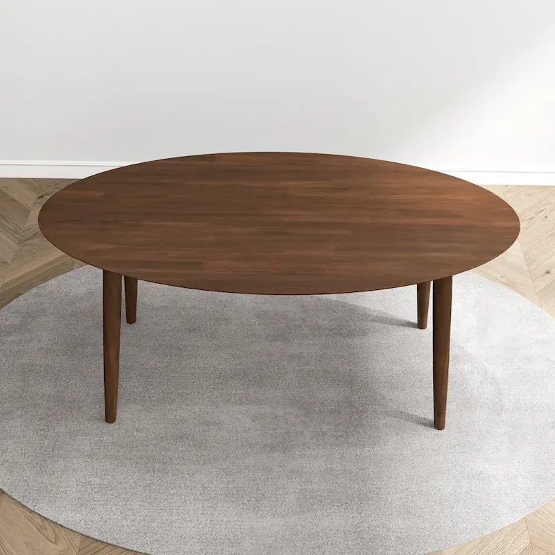 Mid Century 67-inch Oval Solid Wood Dining Table in Brown - 67 inches