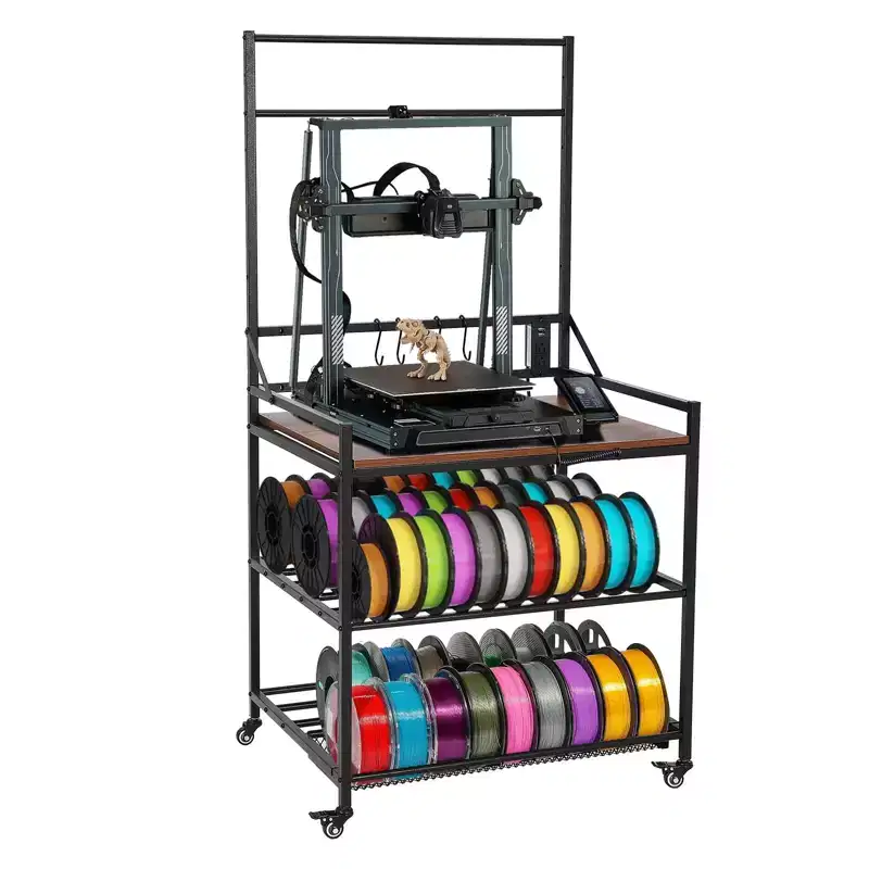 Upgraded 3-in-1 Dual 3D Printer Stand with Storage & Power Hub | Mobile Workstation for Organized Studio & Workshop | Ultimate 3D Printer Table