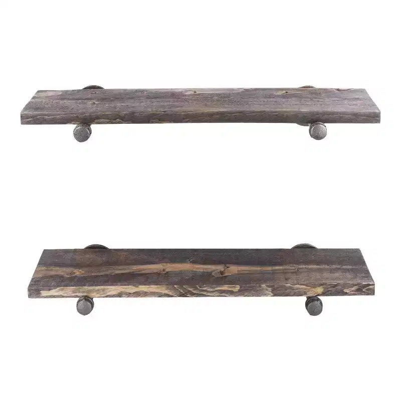 RESTORE Boulder Black 24 in. Shelves with Straight Brackets by Pipe Decor