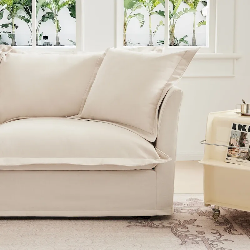 120 Chenille L-Shaped Sectional with Convertible Ottoman & 2 Pillows and 3-Seater Cloud Couch