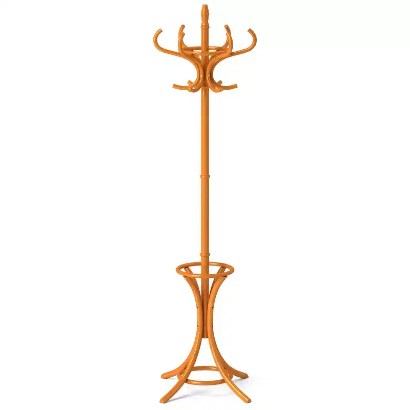 Costway Wood Standing Hat Coat Rack Jacket Bag Hanger Tree 12 Hooks Umbrella Stand