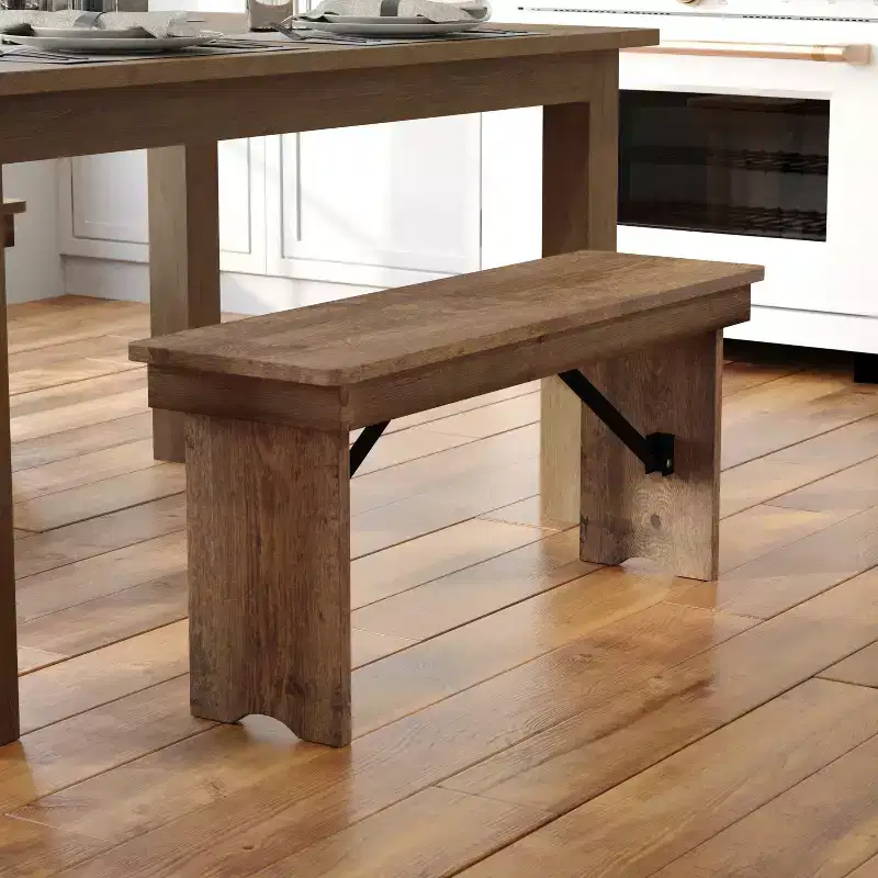 40 x 12 Antique Rustic Solid Pine Folding Farm Bench Portable