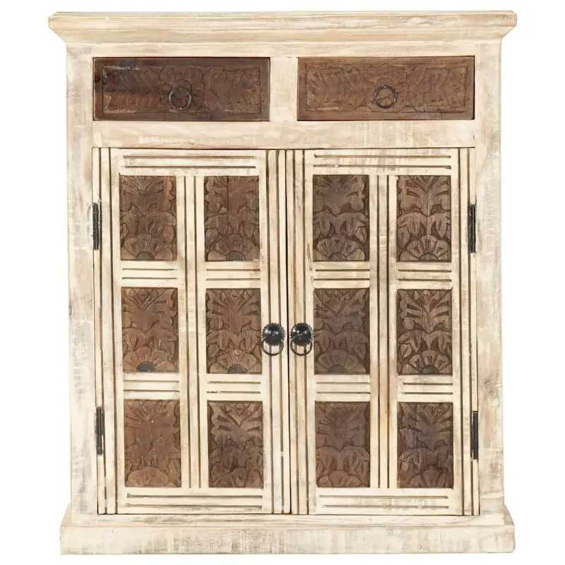 vidaXL Sideboard White 25.6x11.8x29.5 Solid Mango Wood