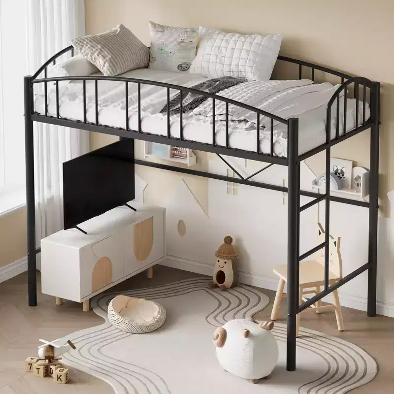 Space-Saving Loft Bed Frame for Bedroom Furniture - Heavy-Duty Metal Construction - Sturdy Steel Slats - Modern Design for Kids, Teens, and Adults