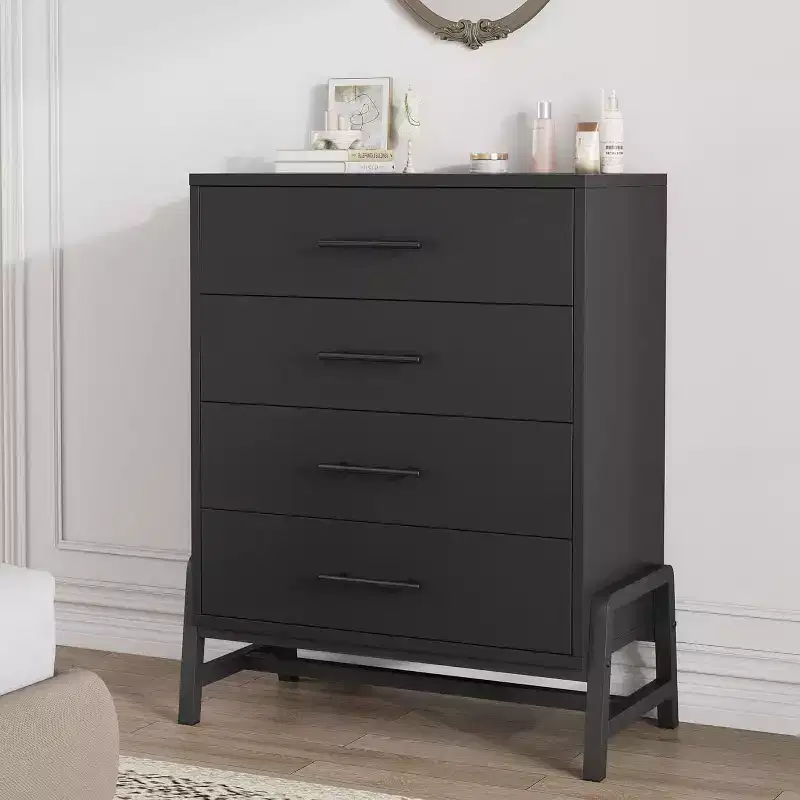 Dresser 4 Drawer Dresser for Bedroom,Modern Dresser with Legs,Long Double Wooden Dresser Large Chest of Drawers for Living Room,Entryway,Hallway