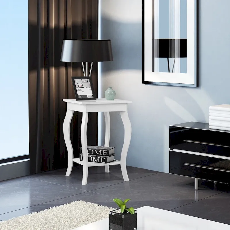 Accent Side End Coffee Table with Storage Shelf