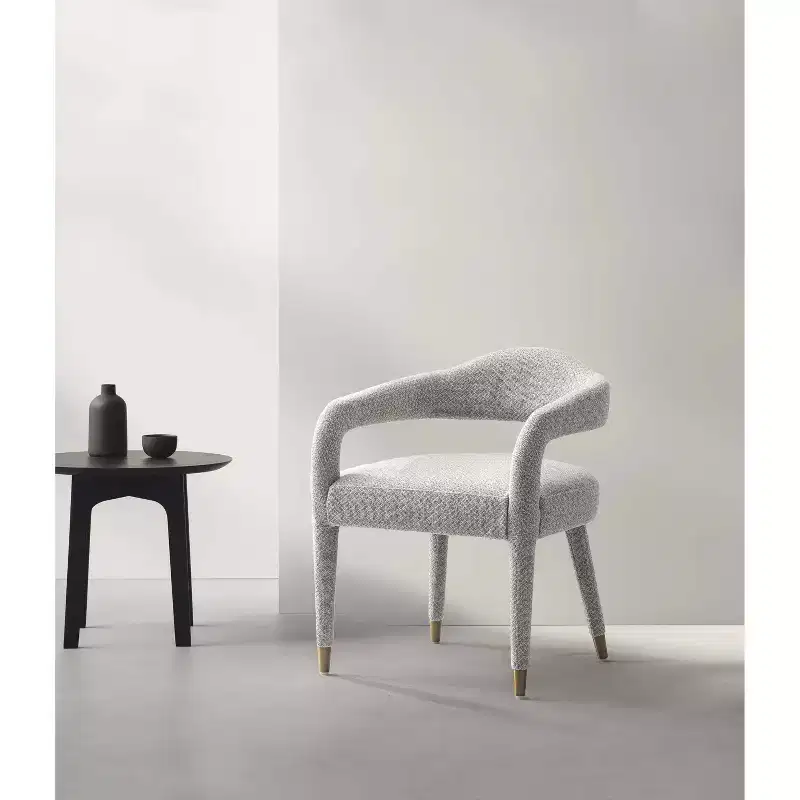 Manhattan Comfort Aspen Modern Tweed Upholstered Dining Armchair Silver Lining