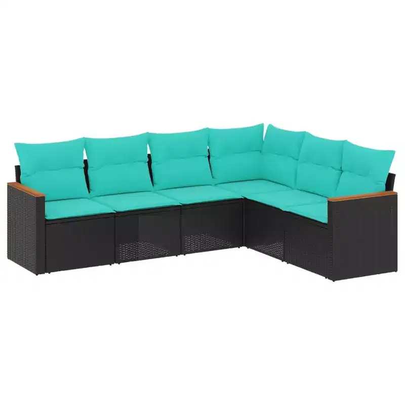 vidaXL 6 Piece Patio Sofa Set with Cushions Poly Rattan