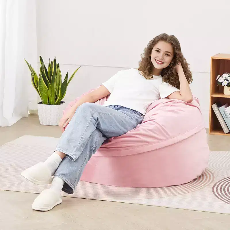 VEVOR Bean Bag Chair, 3 feet Round Bean Bag Chair with Removable and Washable Cover, 25D Memory Foam Filled with Soft and Smooth Dutch Velvet, Pink