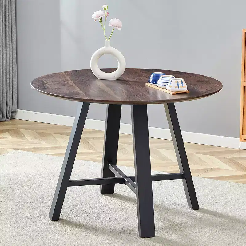 Round Coffee Table with Metal Legs, 42
