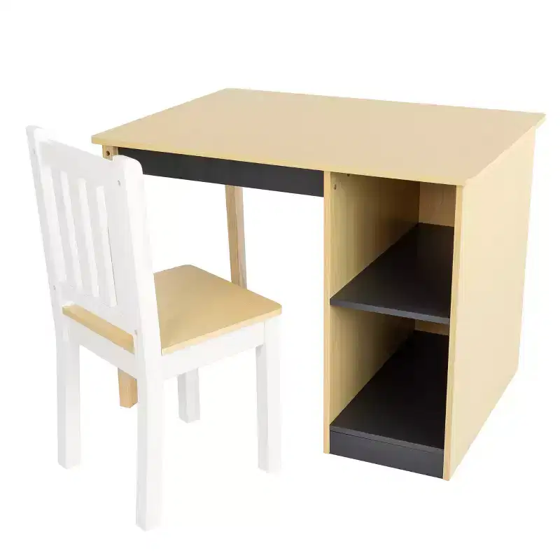 Humble Crew Kids' Toddler Desk & Chair Set Natural Wood: MDF Frame, Rectangle Table, 3+ Years, 2-Piece Set