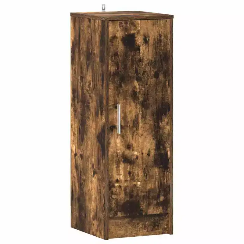 Shoe Cabinet, Smoked Oak Engineered Wood, 6 Compartments, 1 Door, Freestanding for Hallway/Entryway
