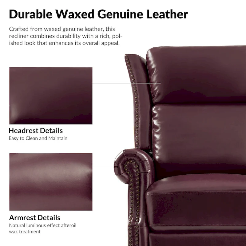 Viviana Traditional Genuine Leather Manual Swivel Glider Recliner by HULALA HOME