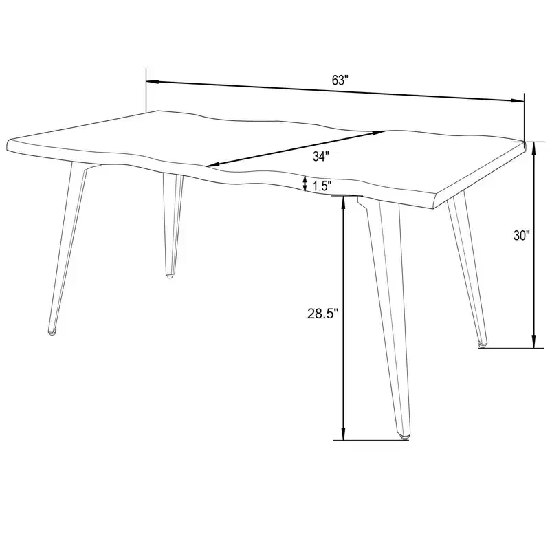 LeisureMod Ravenna 7-pc Dining Set, 63 Rectangular Table and 6 Ervilla Chairs