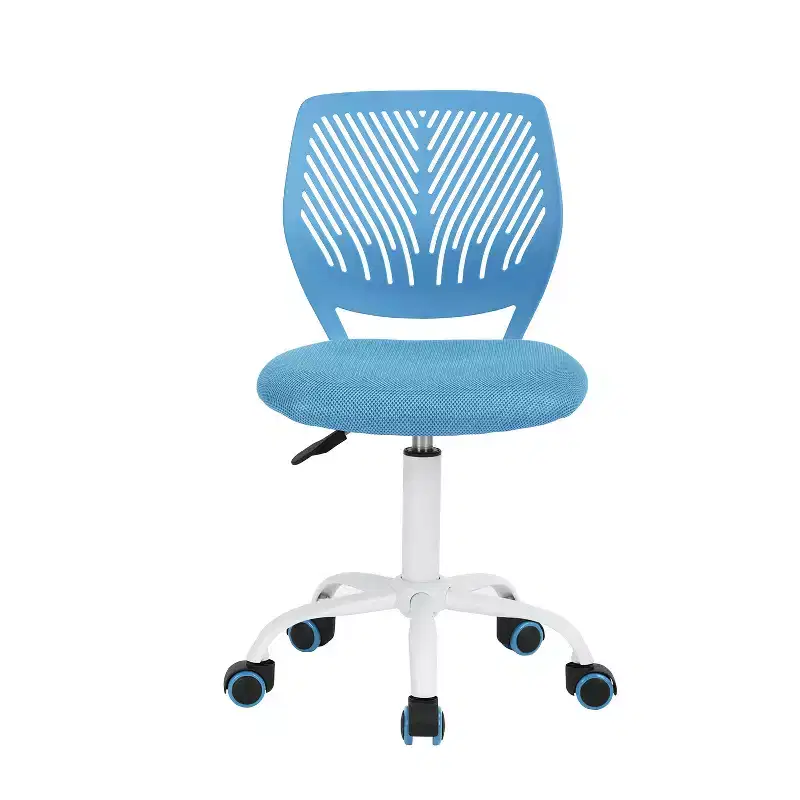 HomeRoots Blue and White Adjustable Height Swivel Rolling Office Chair