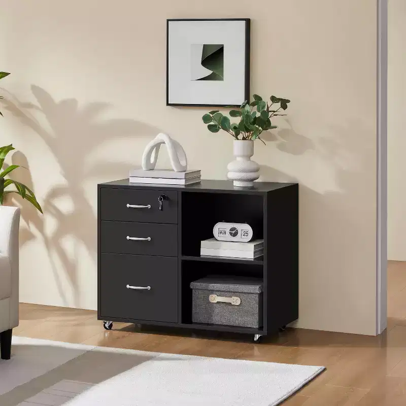 Yaheetech Vintage File Cabinet with 3 Drawers for Home and Office
