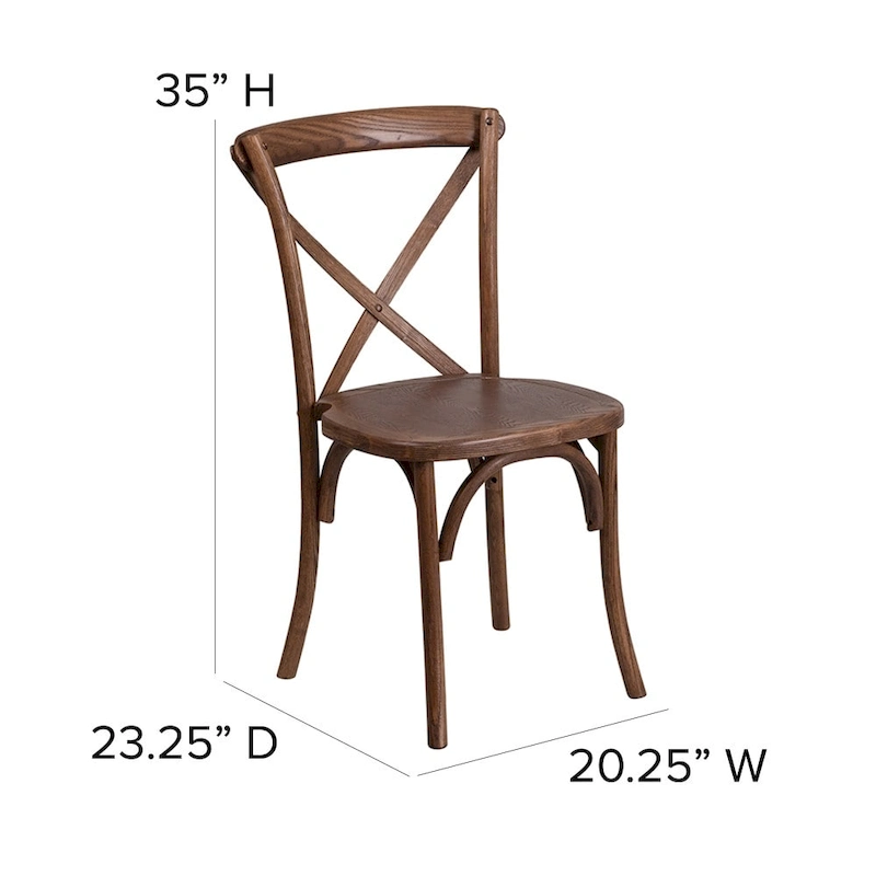 8' x 40 Rustic Folding Farm Table Set with 8 Cross Back Chairs and Cushions